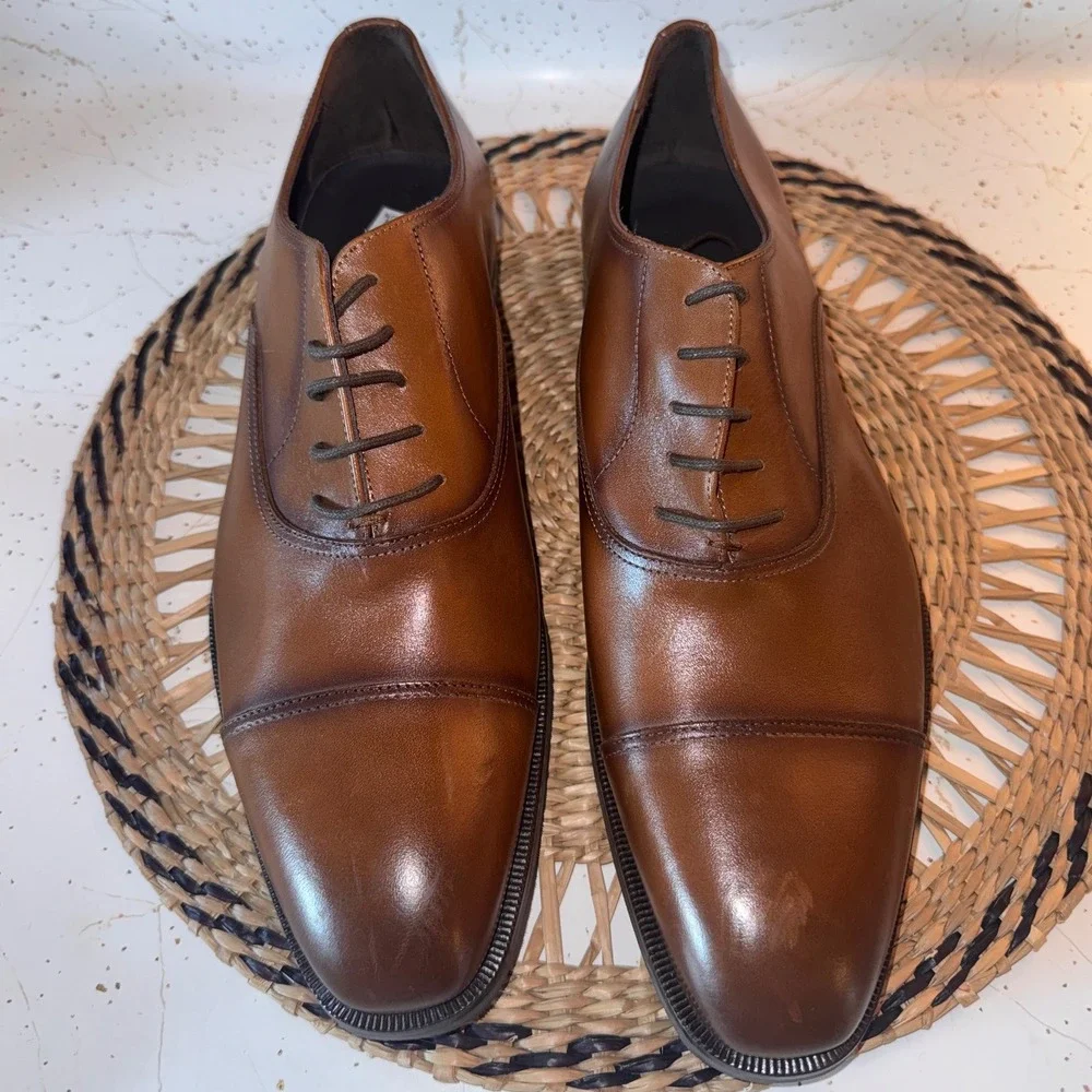 To Boot New York Adam Derrick Tan Southpoint Cap Toe Oxford Shoes Italy 11.5 M